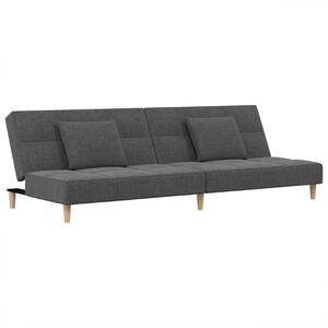 vidaXL 2-Seater Sofa Bed with Two Pillows Dark Grey Fabric