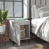 vidaXL Bed Cabinet with Metal Legs Grey Sonoma 40x30x50 cm