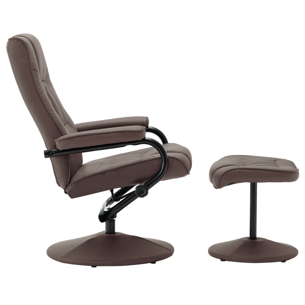 vidaXL TV Armchair with Foot Stool Brown Faux Leather