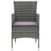 vidaXL 3 Piece Garden Dining Set with Cushions Poly Rattan Grey