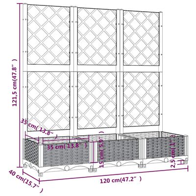 vidaXL Garden Planter with Trellis Blue Grey 120x40x121.5 cm PP, blue grey vidaXL Garden Planter with Trellis Blue Grey 120x40x121.5 cm PP