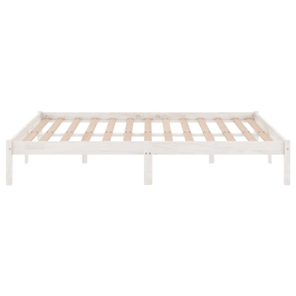 vidaXL Bed Frame without Mattress White Solid Wood Super King Size