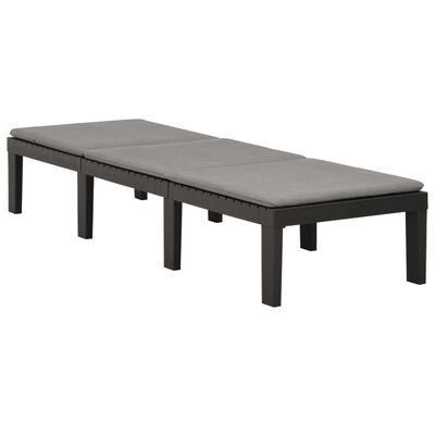 vidaXL Sun Lounger with Cushion Plastic Anthracite, anthracite vidaXL Sun Lounger with Cushion Plastic Anthracite