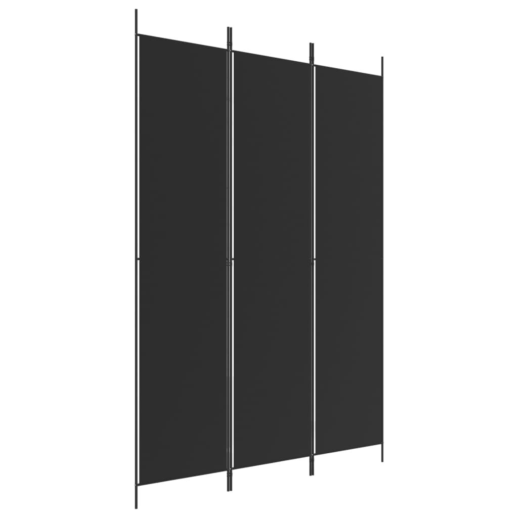 vidaXL 3-Panel Room Divider Black 150x220 cm Fabric