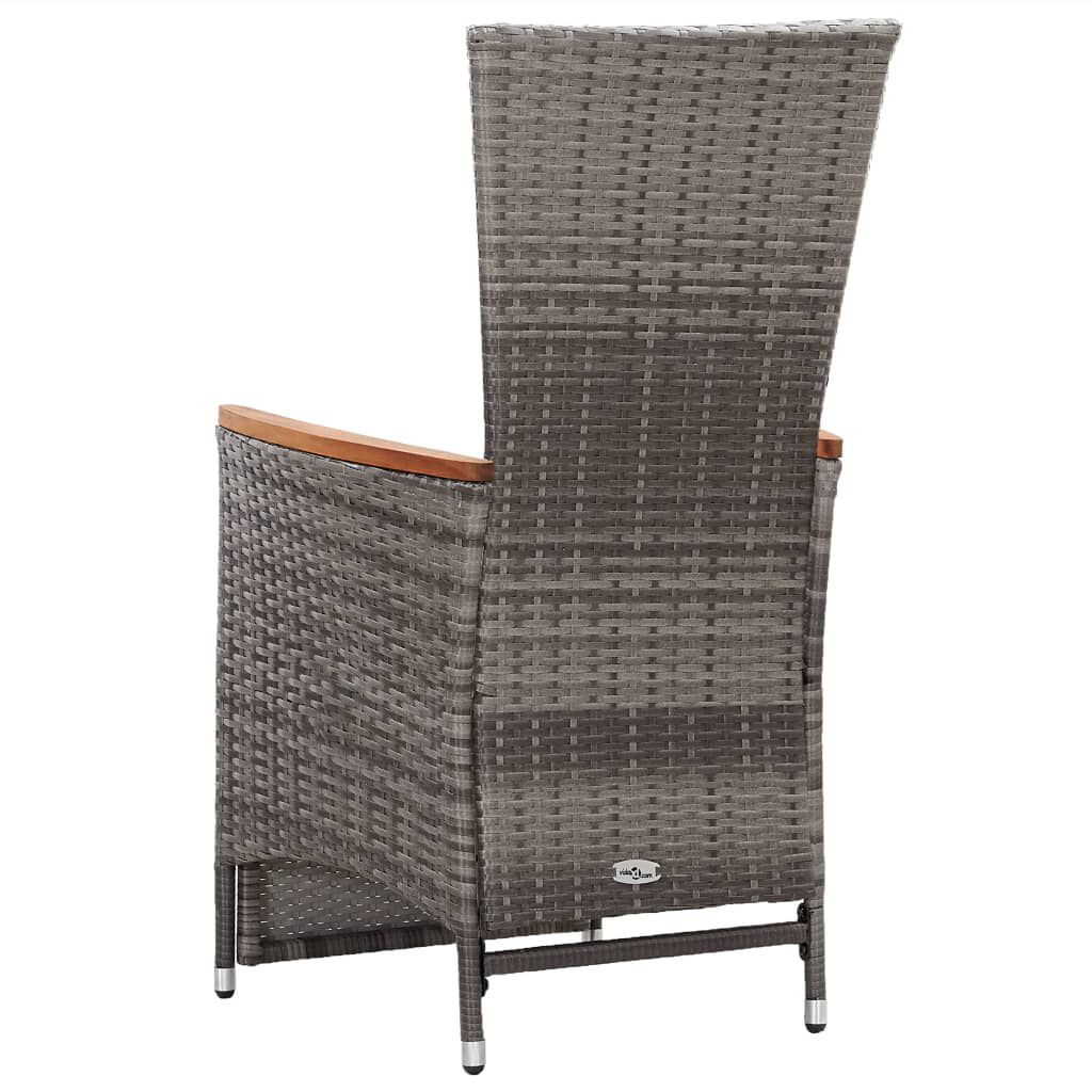 vidaXL Reclining Garden Chairs 2 pcs with Cushions Poly Rattan Grey