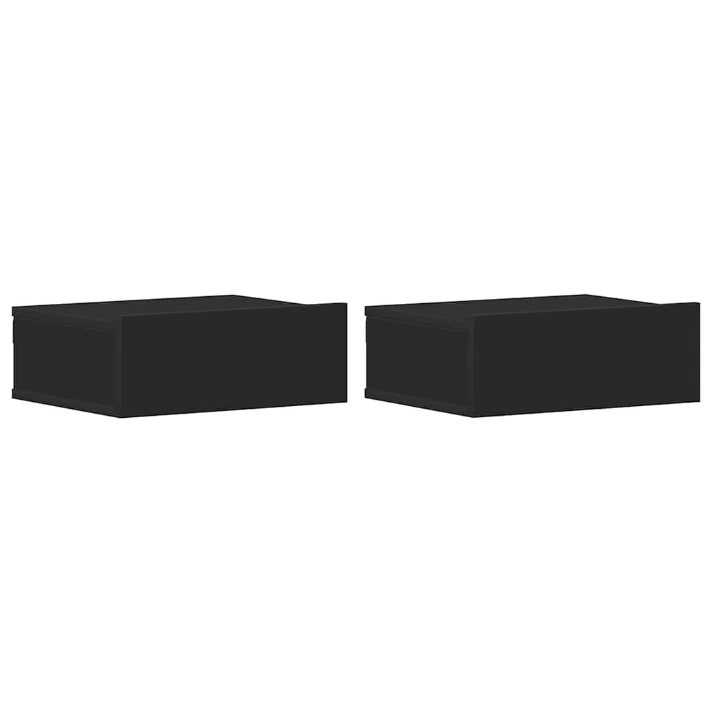 vidaXL Floating Nightstands 2 pcs Black 40x30x15 cm Engineered Wood