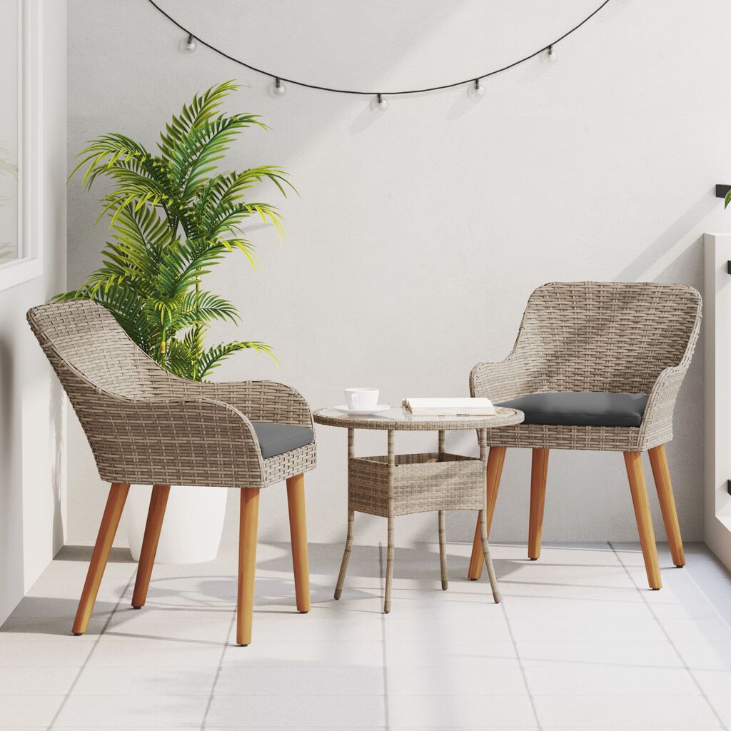 vidaXL Outdoor Chairs with Cushions 2 pcs Poly Rattan Black