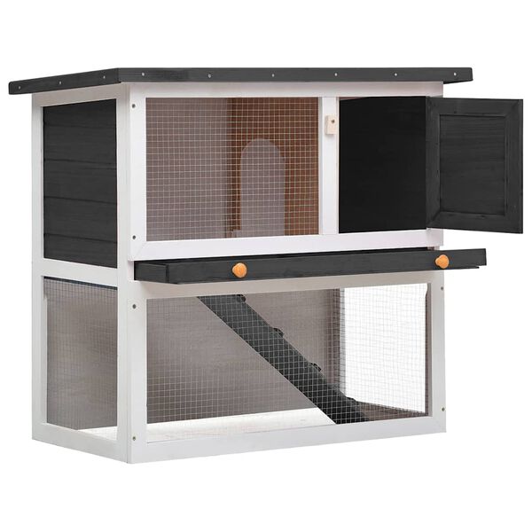 vidaXL Outdoor Rabbit Hutch 1 Door Grey Wood
