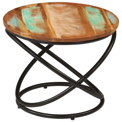vidaXL Coffee Table Ø50x40 cm Solid Wood Reclaimed and Steel,  vidaXL Coffee Table Ø50x40 cm Solid Wood Reclaimed and Steel