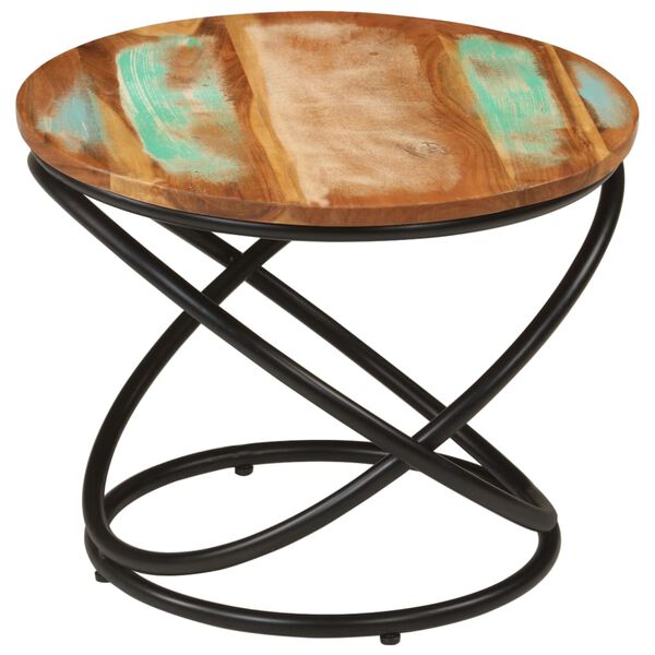 vidaXL Coffee Table Ø50x40 cm Solid Wood Reclaimed and Steel