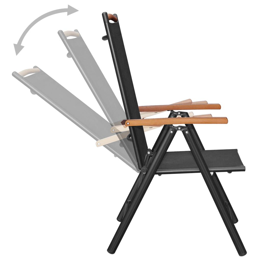 vidaXL Folding Garden Chairs 6 pcs Textilene Black