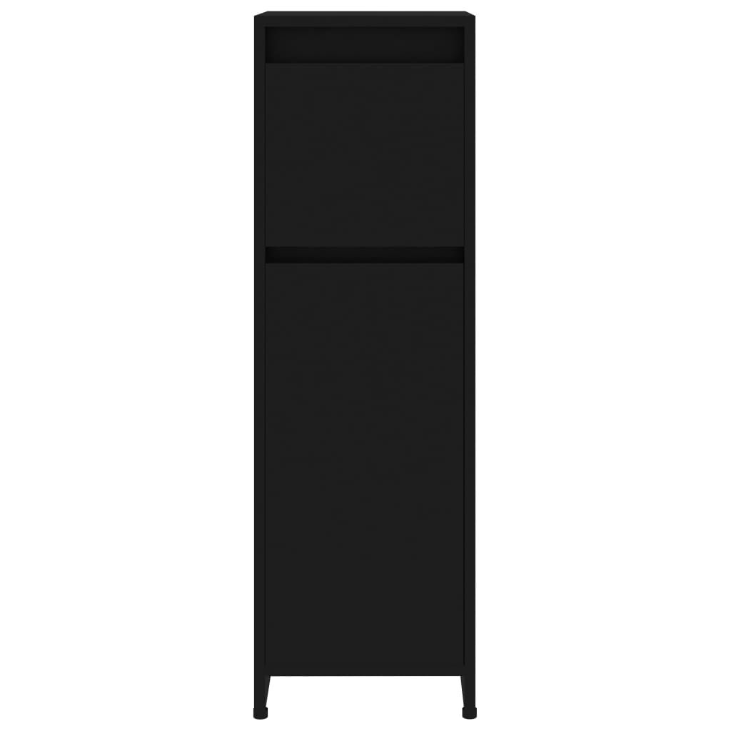 vidaXL Bathroom Cabinet Black 30x30x95 cm Engineered Wood