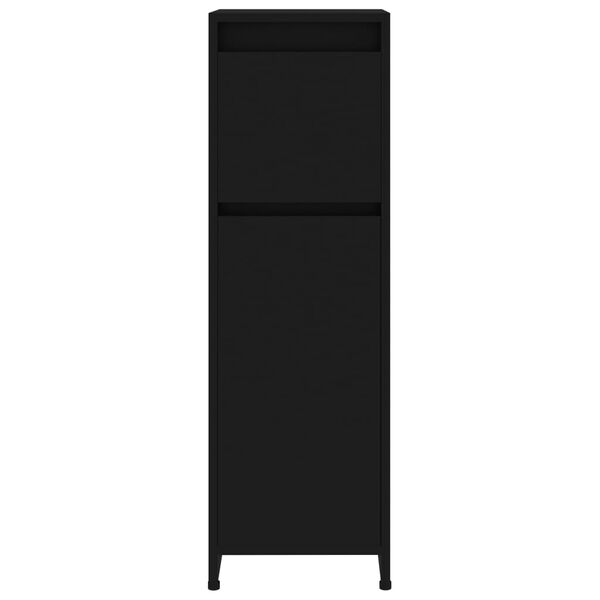 vidaXL Bathroom Cabinet Black 30x30x95 cm Engineered Wood
