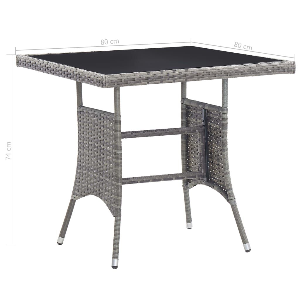 vidaXL Garden Table Anthracite 80x80x74 cm Poly Rattan