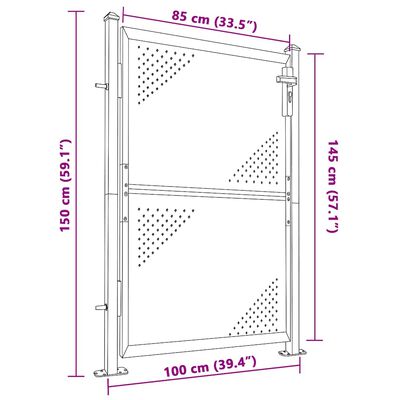 vidaXL Garden Gate 100x145 cm Stainless Steel,  vidaXL Garden Gate 100x145 cm Stainless Steel