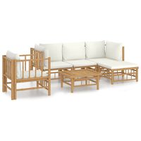 vidaXL 6 Piece Garden Lounge Set with Cream White Cushions Bamboo,  vidaXL 6 Piece Garden Lounge Set with Cream White Cushions Bamboo