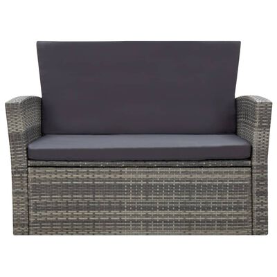 vidaXL 4 Piece Garden Lounge Set with Cushions Poly Rattan Grey, grey vidaXL 4 Piece Garden Lounge Set with Cushions Poly Rattan Grey