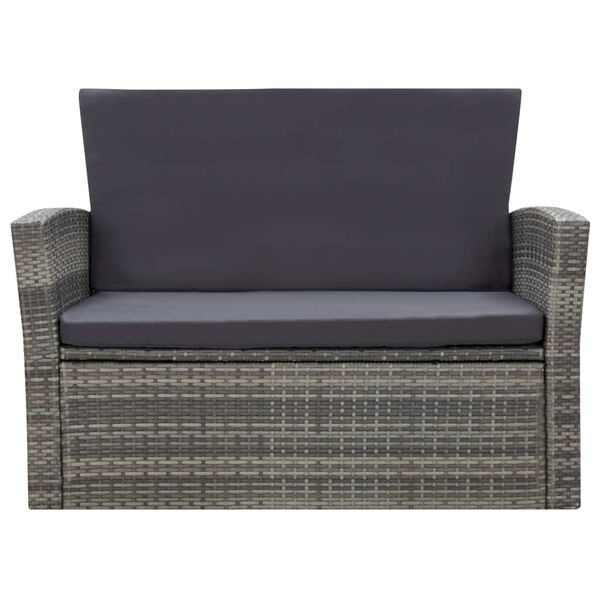 vidaXL 4 Piece Garden Lounge Set with Cushions Poly Rattan Grey