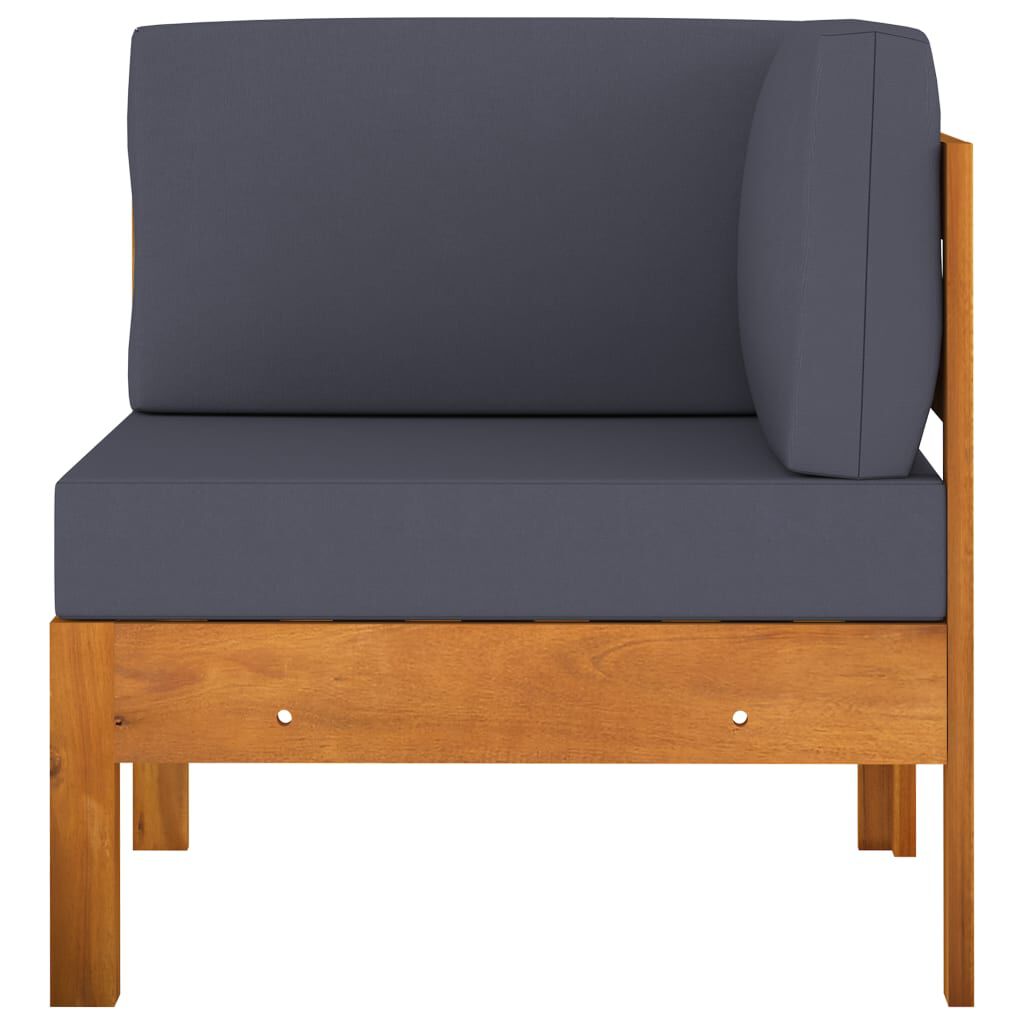 vidaXL 2 Piece Garden Lounge Set with Dark Grey Cushions Acacia Wood