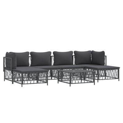 vidaXL 7 Piece Garden Lounge Set with Cushions Anthracite Steel, anthracite vidaXL 7 Piece Garden Lounge Set with Cushions Anthracite Steel