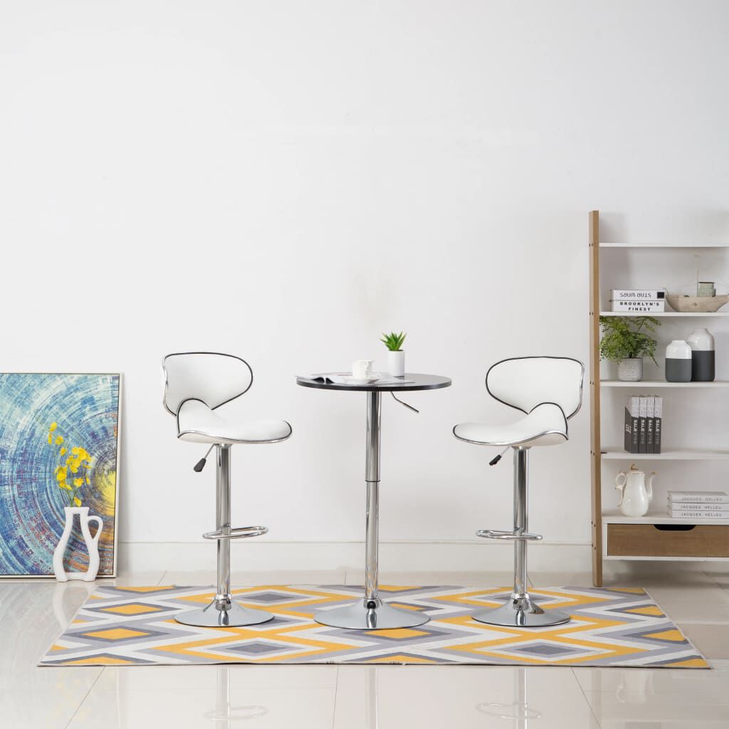 vidaXL Bar Stools 2 pcs White Faux Leather