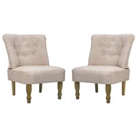 vidaXL French Chairs 2 pcs Cream Fabric