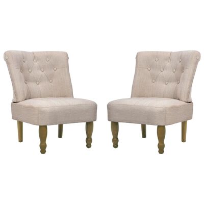 vidaXL French Chairs 2 pcs Cream Fabric, cream vidaXL French Chairs 2 pcs Cream Fabric