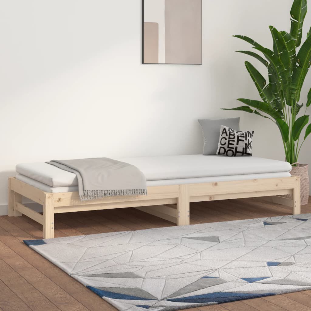 vidaXL Pull-out Day Bed without Mattress 2x(80x200) cm Solid Wood Pine