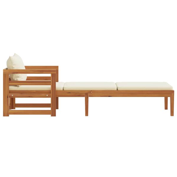 vidaXL Sun Lounger with Cream White Cushions Solid Acacia Wood