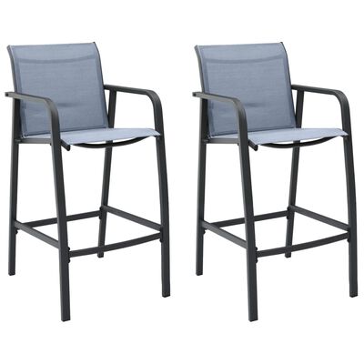 vidaXL Garden Bar Chairs 2 pcs Grey Textilene, grey vidaXL Garden Bar Chairs 2 pcs Grey Textilene