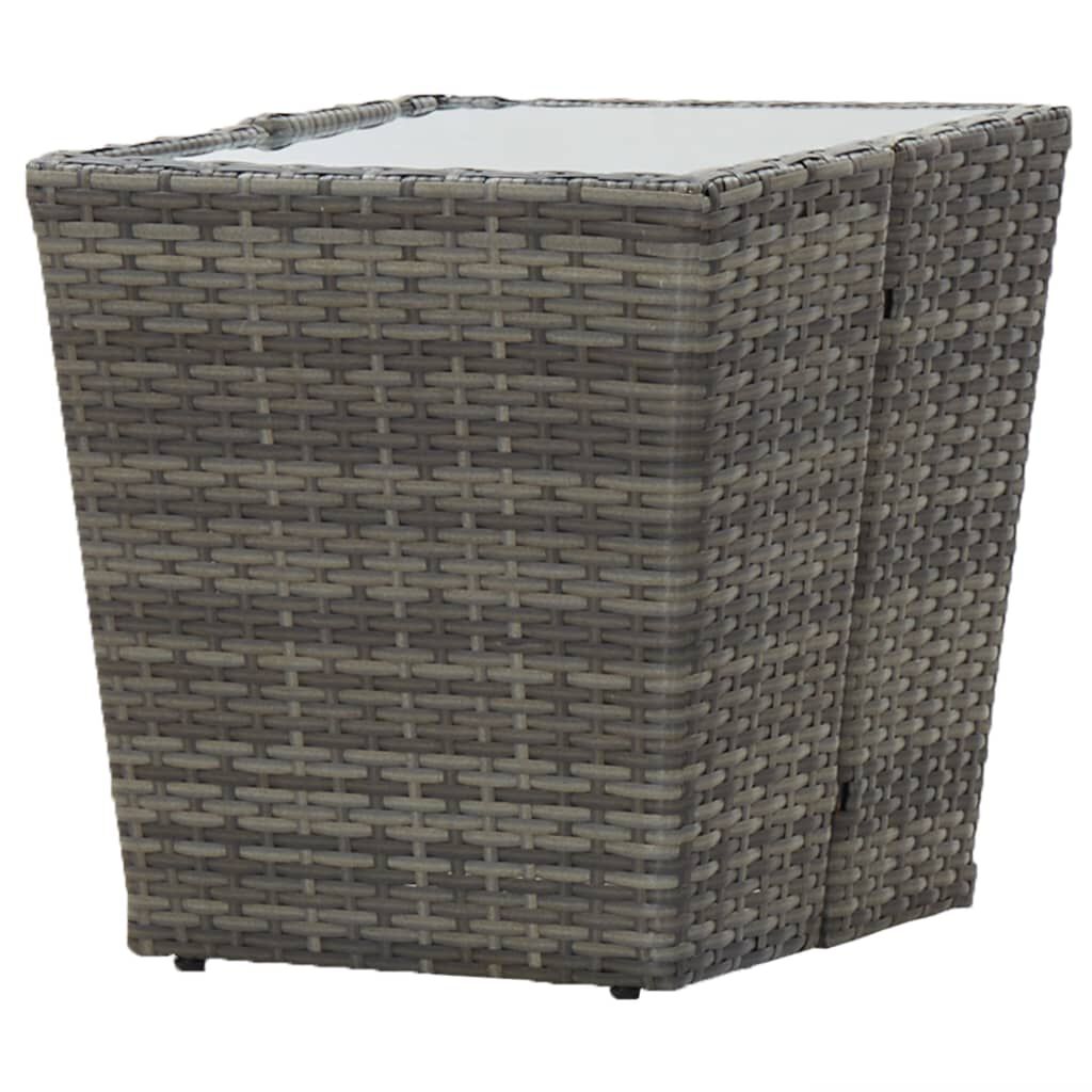 vidaXL 3 Piece Bistro Set Poly Rattan and Tempered Glass Grey