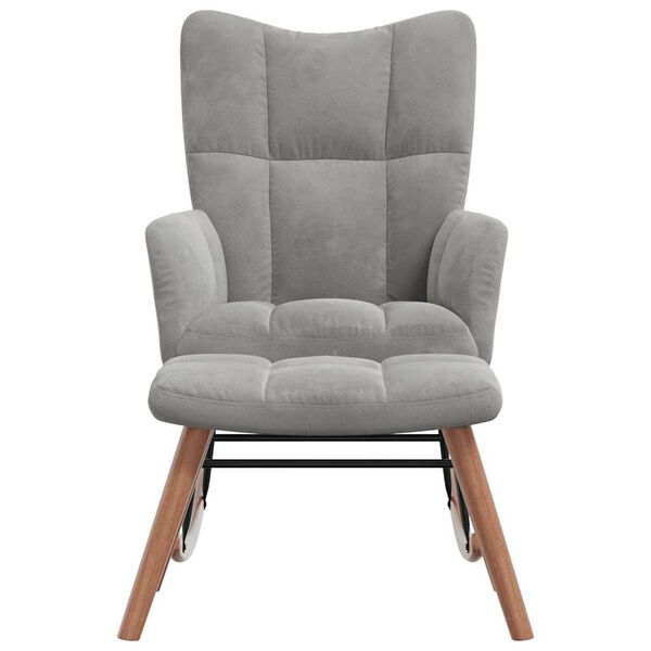 vidaXL Rocking Chair with a Stool Light Grey Velvet
