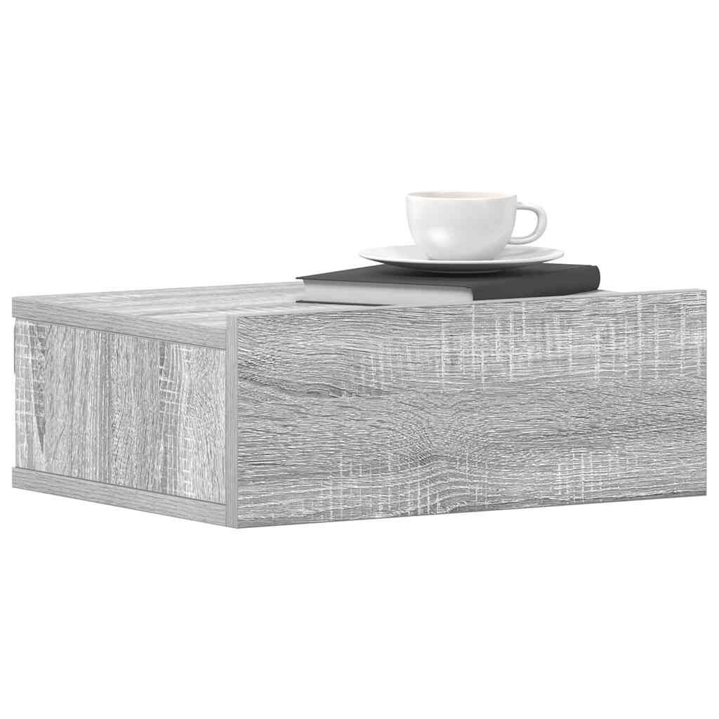 vidaXL Floating Nightstands 2pcs Grey Sonoma 40x30x15cm Engineered Wood