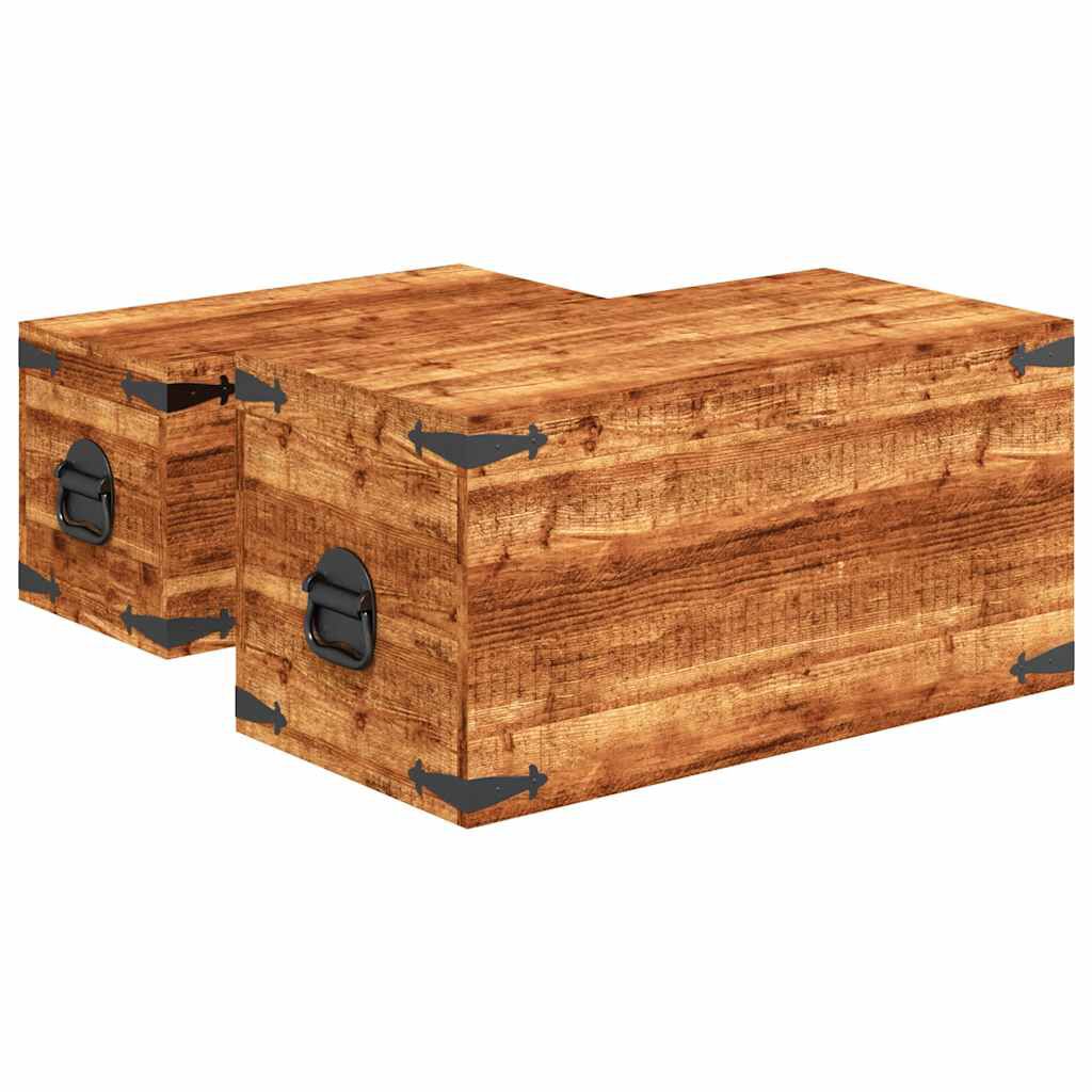 vidaXL Storage Chest Set 2 Pieces Rough Mango Wood