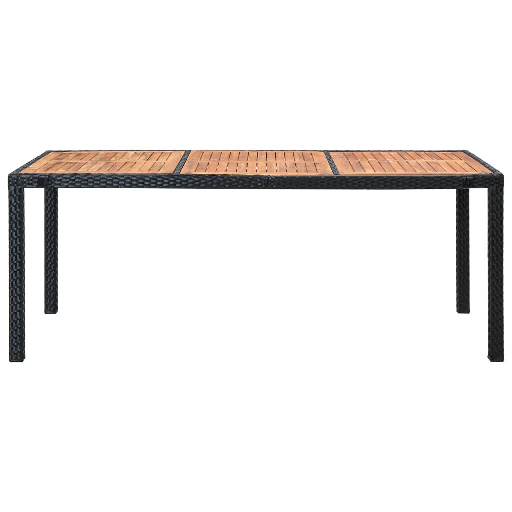 vidaXL 9 Piece Outdoor Dining Set Poly Rattan Acacia Wood Black
