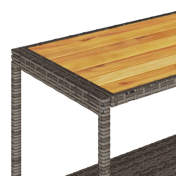 vidaXL Bar Cart 3-Tier Grey Poly Rattan and Solid Wood Acacia