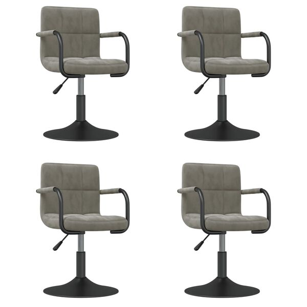 vidaXL Swivel Dining Chairs 4 pcs Light Grey Velvet