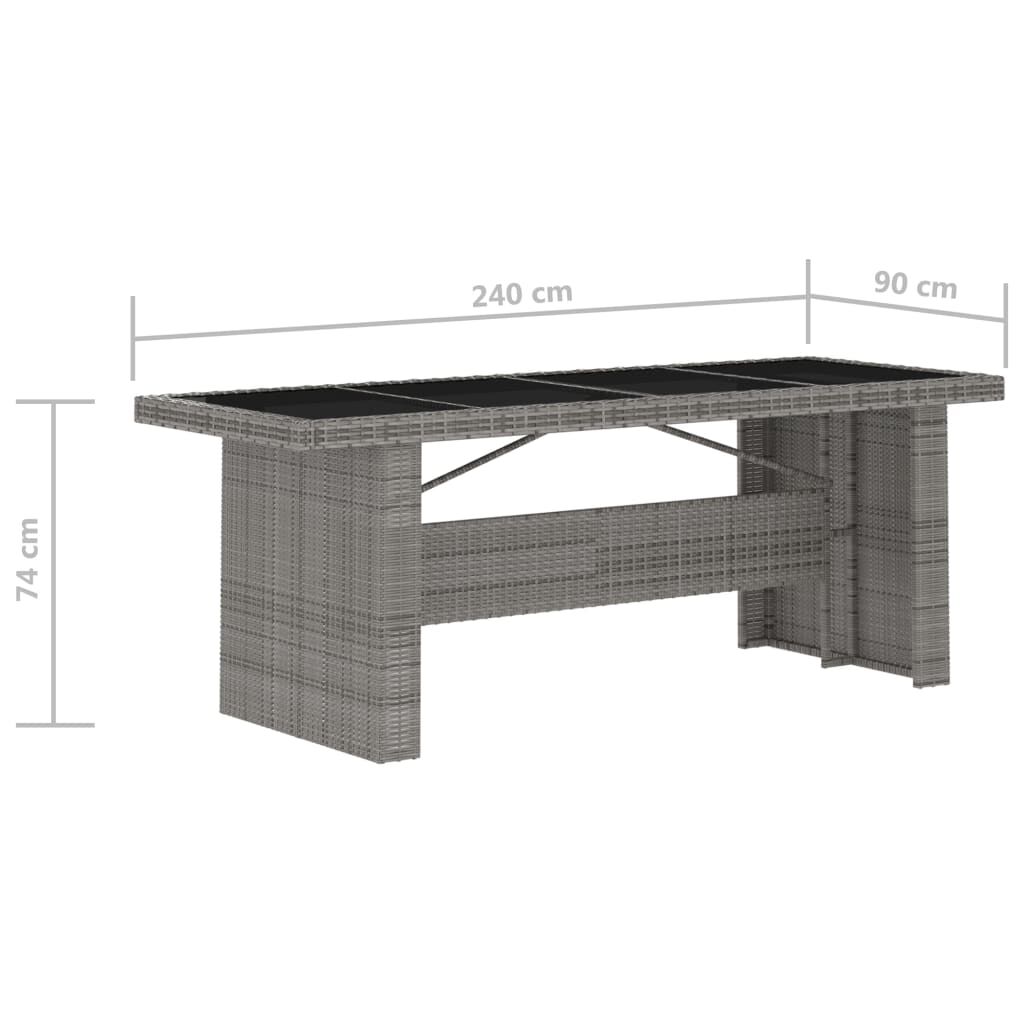 vidaXL 7 Piece Outdoor Dining Set with Cushions Poly Rattan Grey