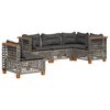 vidaXL 5 Piece Garden Sofa Set with Cushions Grey Poly Rattan