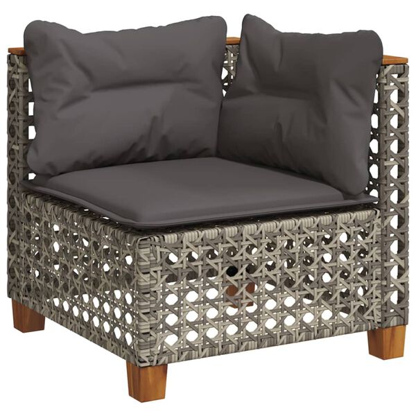 vidaXL 4 Piece Garden Sofa Set with Cushions Grey Poly Rattan