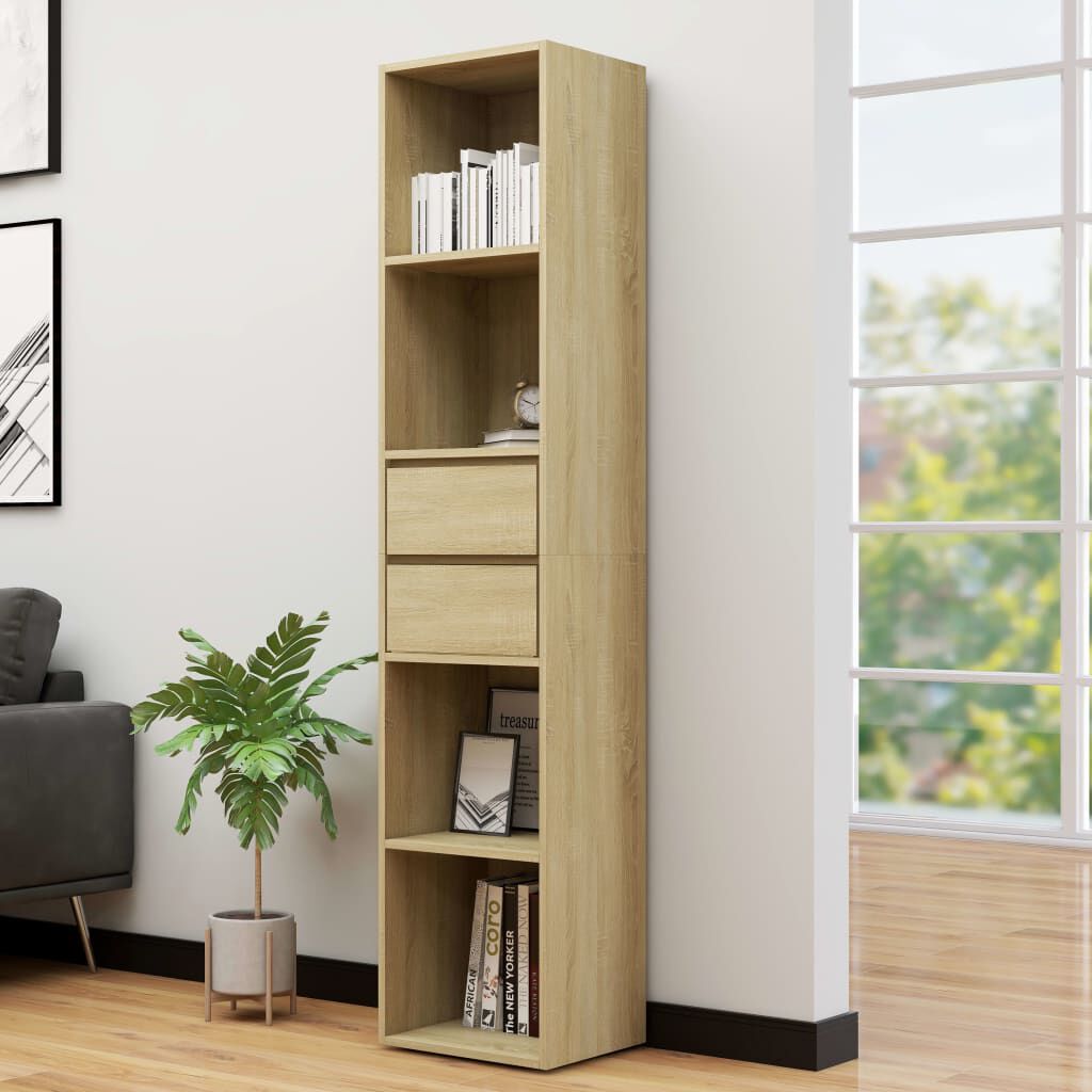 vidaXL Book Cabinet Sonoma Oak 36x30x171 cm Engineered Wood
