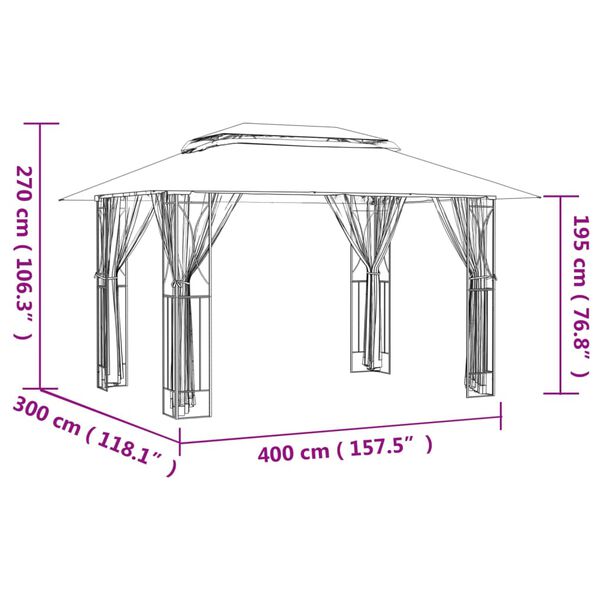 vidaXL Gazebo with Sidewalls Anthracite 400x300x270 cm Steel