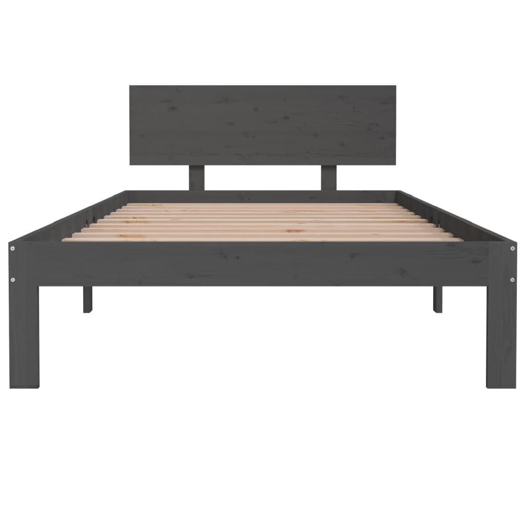 vidaXL Bed Frame without Mattress Grey Solid Wood Pine 100x200cm