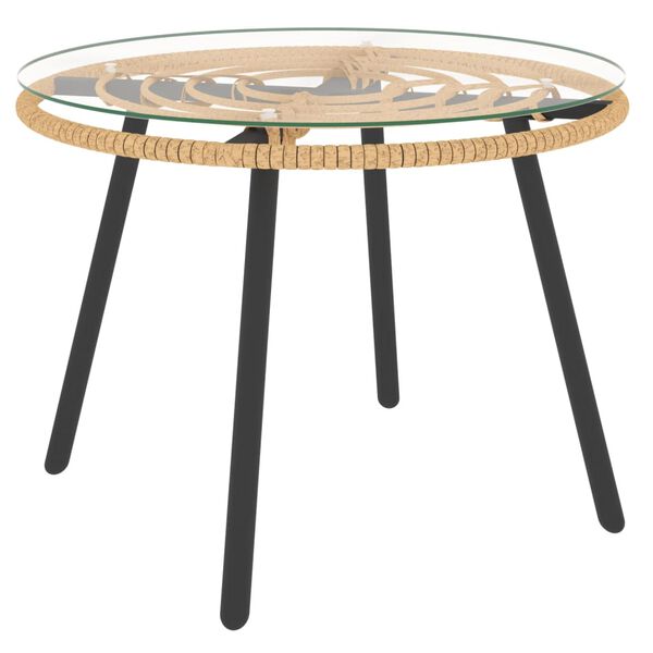 vidaXL 3 Piece Garden Lounge Set with Beige Cushions Poly Rattan