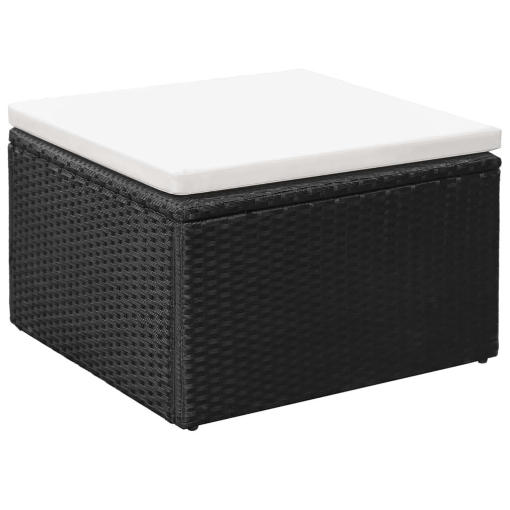 vidaXL 3 Piece Garden Lounge Set Poly Rattan Black and White