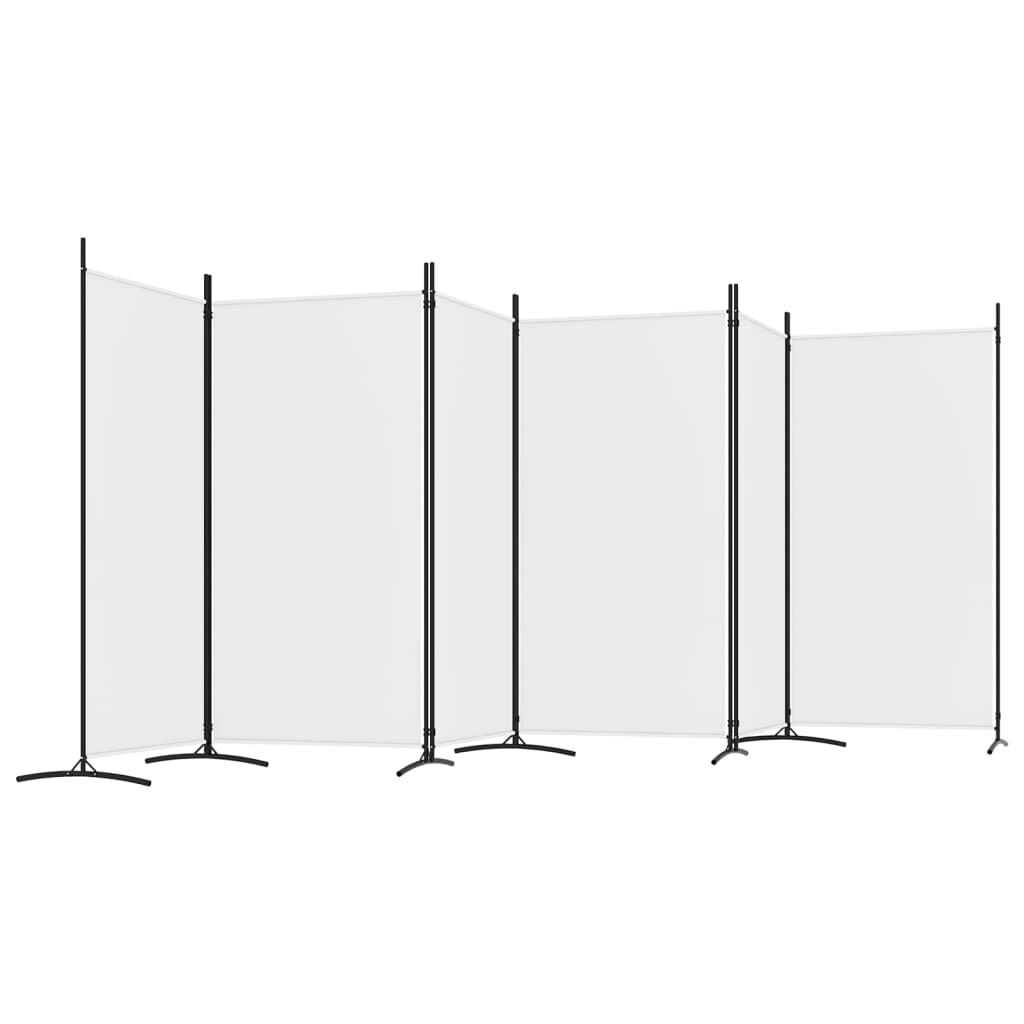 vidaXL 6-Panel Room Divider White 520x180 cm Fabric