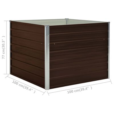 vidaXL Raised Garden Bed Brown 100x100x77 cm Galvanised Steel, brown vidaXL Raised Garden Bed Brown 100x100x77 cm Galvanised Steel