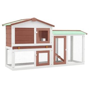 vidaXL Outdoor Large Rabbit Hutch Brown and White 145 x 45 x 84 Wood
