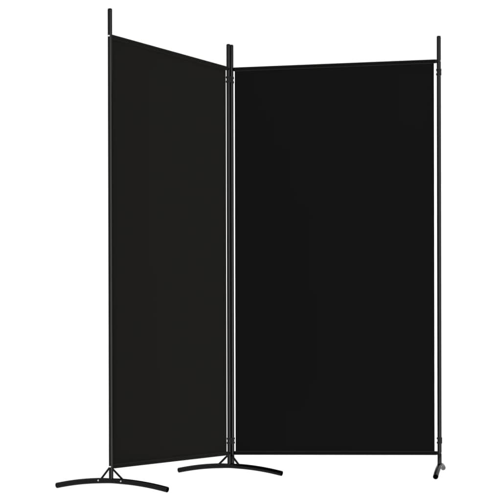 vidaXL 2-Panel Room Divider Black 175x180 cm Fabric
