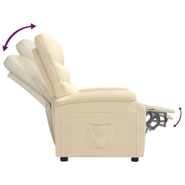 vidaXL Recliner Chair Cream Fabric